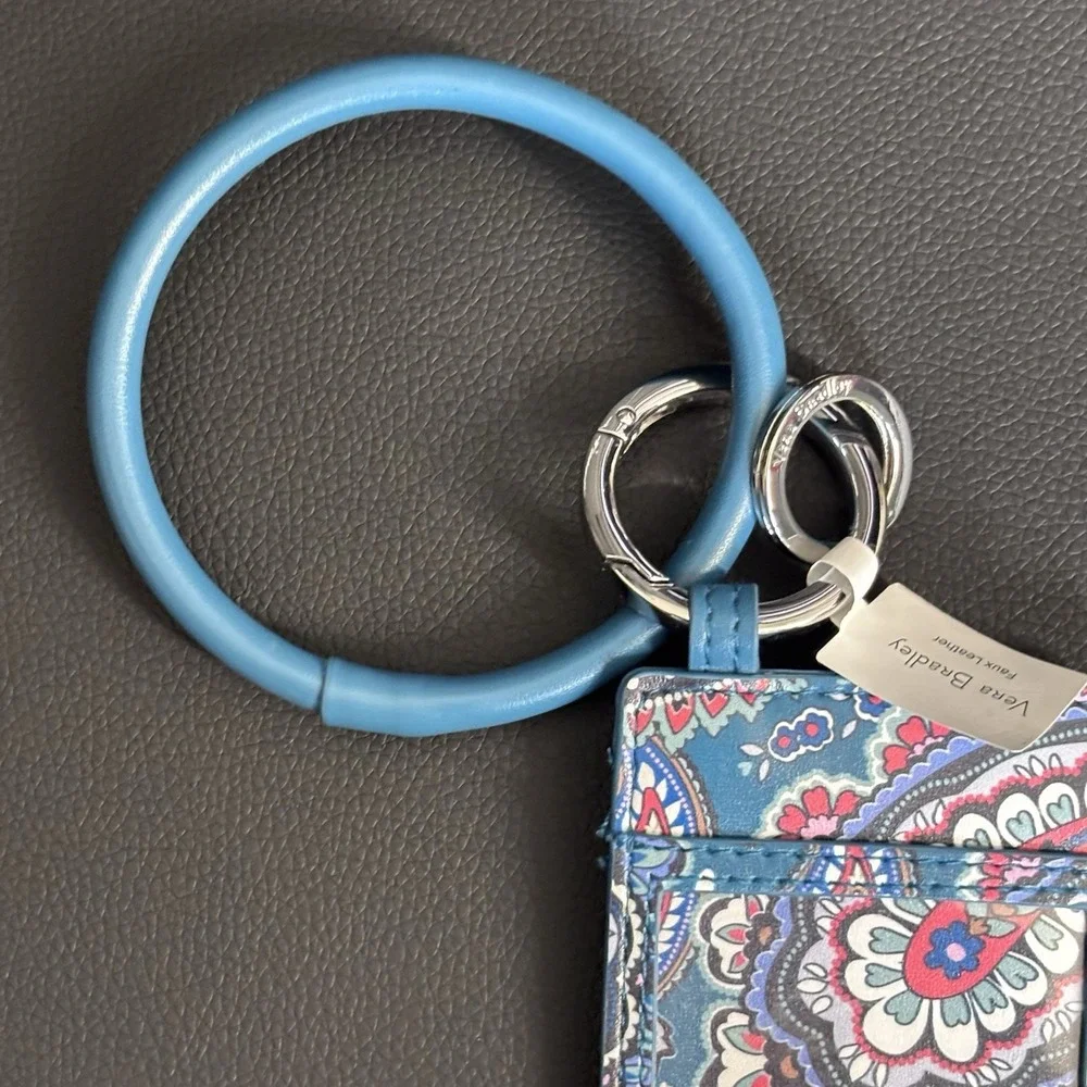 NWT VERA BRADLEY  Blue ID Case & Lanyard Cards Key Chain Holder Bracelet